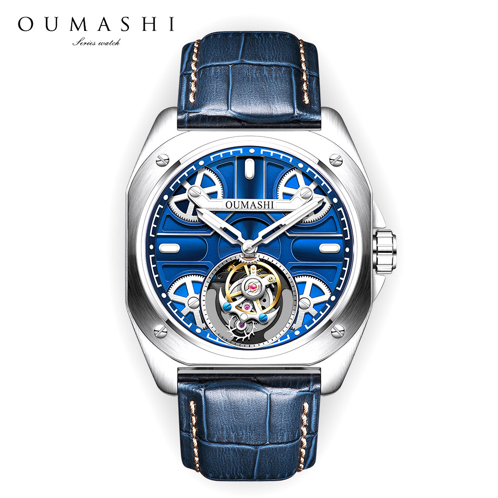 Skeleton Mechanical Watch - Jam tangan pria mewah 41mm Tourbillon,