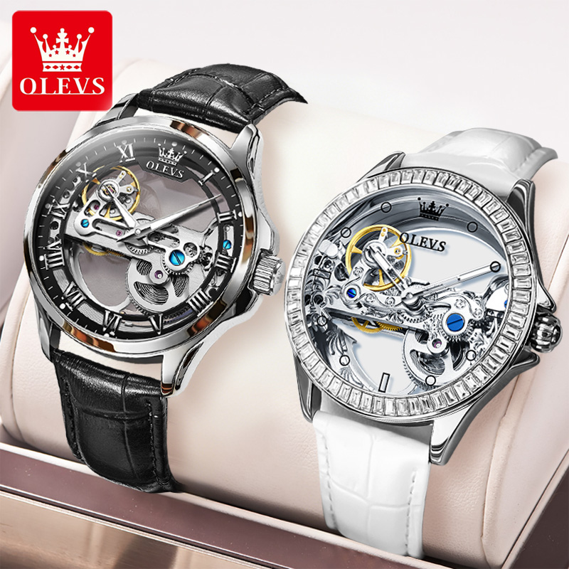 OLEVS Jam Tangan Pasangan Jam  - Skeleton Mechanical Watch ulasan dan harga