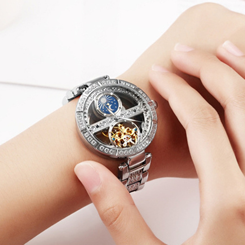 Jam tangan wanita otomatis, ja - Skeleton Mechanical Watch ulasan dan harga
