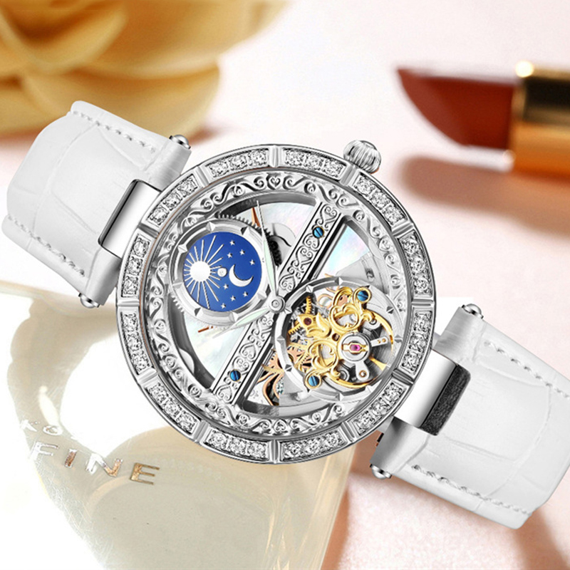 Jam tangan wanita otomatis, ja - Skeleton Mechanical Watch ulasan dan harga
