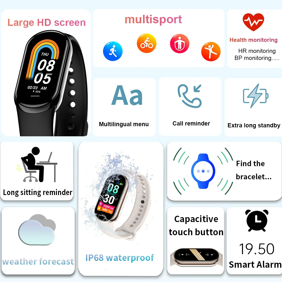 Jam Tangan Pintar M8 Band Keci - Smartwatch New Watches 2025 ulasan dan harga