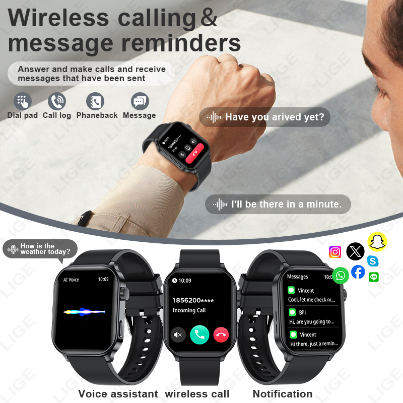 LIGE Jam Tangan Pintar Merek A - Smartwatch Branded Watches For Women ulasan dan harga