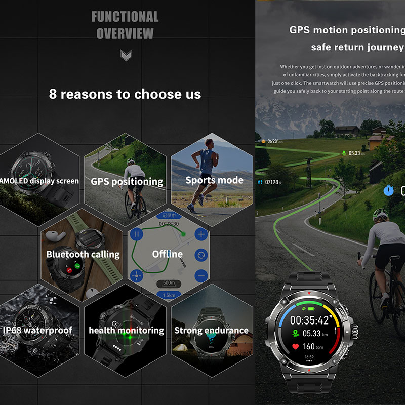 Jam tangan pintar GPS pria, ar - Smartwatch Online Watches For Men ulasan dan harga